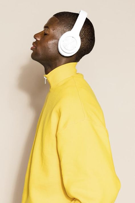 Man listening to music in headphones | premium image by rawpixel.com / McKinsey Working Out With Headphones, Man Listening To Music Headphones, Person In Headphones, People With Headphones Aesthetic, Person Listening To Music Aesthetic, Listening To Music Pose, People Listening To Music Aesthetic, Guy Wearing Headphones, Listening Aesthetic