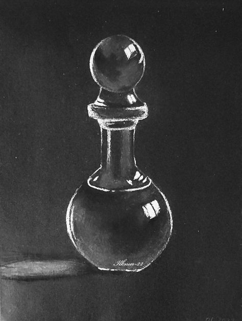 Glass Drawing Black Paper, Black Paper White Pencil Drawing, Paper Statue, Shading Drawing, Pencil Portrait Drawing, Bottle Drawing, Black Paper Drawing, Black Construction Paper, Black And White Art Drawing