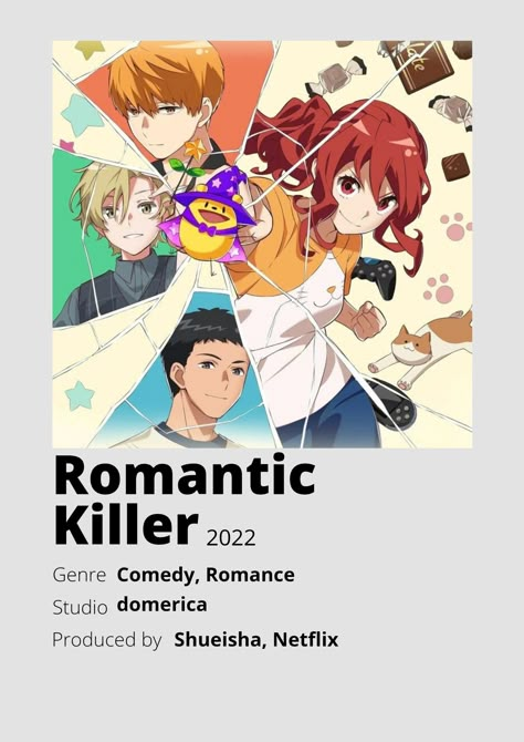 Romantic Killer Anime Minimalist poster 😊 Romantic Killer Poster, Romantic Anime Movie, Tsukasa Kazuki, Romance Anime List, Romantic Comedy Anime, Romantic Killer, Anime Minimalist Poster, Shojo Anime, Best Romance Anime