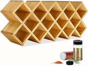 Bamboo Criss Cross Spice Rack Organizer for Cabinet, Wood Seasoning Rack Spice Organizer Holder, 18-Jar Spice Rack Tower Spice Storage Organizer for Kitchen Countertop Drawer-Jars Not Include Countertop Drawers, Countertop Spice Rack, Spice Organizer, Spice Holder, Wooden Spice Rack, Square Jars, Organizer For Kitchen, Seasoning Rack, Pantry Remodel