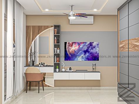 Tv Unit Design With Dressing Table, Tv Cabinet With Dressing Table, Tv Unit With Dressing Table, Tv Unit With Dressing, Dresser Designs, Small Tv Unit, Small Room Interior, Dressing Unit, Simple Tv