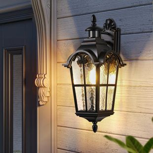 Antique Outdoor Decor, Outside Lights On House, Porch Wall Lights, Front Door Lighting, Front Porch Lighting, Water Texture, Exterior Lights, Porch Lights, Solar Deck Lights