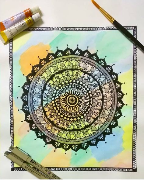 Spiritual Circle, Colorful Canvas Paintings, Flag Drawing, Mandala Ideas, Drawing Collection, Watercolor Mandala, Easy Mandala, Bengali Art, Drawings Tutorials