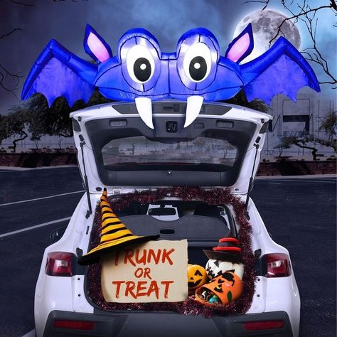 -,. Trunk Decor, Halloween Trunk Or Treat, Halloween Car Decorations, Halloween Blow Ups, Halloween Outdoor Decoration, Halloween Parade, Inflatable Decorations, Halloween Inflatables, Purple Halloween