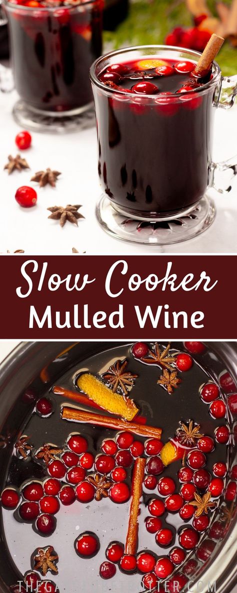 Mulled Wine Recipe Crockpot Apple Cider, Holiday Mulled Wine, Crockpot Wine Recipes, Mulled Christmas Wine, Cranberry Mulled Wine, Mulled Wine With Brandy, Thanksgiving Mulled Wine, Spiced Mulled Wine, Spiced Wine Recipe Crockpot