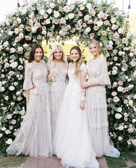 BEST OF 2020 — Real Weddings – Utah Valley Bride Cottagecore Bridesmaid Dress, Whimsical Bridesmaids Dresses, Cottagecore Wedding, Alta Moda Bridal, Utah Wedding Photography, Modest Wedding, Bridesmaid Style, 4 People, Modest Wedding Dresses