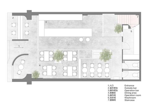 Gallery of Hui Coffee Lifestyle / Vanished Architecture - 43 Cafe Plans Architecture, Cafe Design Plan, Cafe Plan Architecture, Cafe Floor Plan Layout, Cafe Layout Plan, Restaurant Interior Design Ideas, Gallery Plan, Cafe Layout, Cafeteria Plan