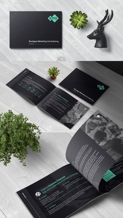 This is minimal yet modern brochure of KMG, a marketing consultancy serving startups in the Fintech and B2B Saas sectors. As briefly mentioned, finished design would be printed as handout (CMYK) along with the main output for email attachment and presentation purposes (RGB). | #booklet #consultancy #business #marketing #fintech #indesign #branding #brochure #collaborative #companyprofile #corporate #creativestudio #designservice #digital #elegant #layout #presentation #printdesign #service Minimal Brochure Design, Email Attachment, Elegant Layout, Branding Brochure, Modern Brochures, Corporate Brochure, Company Profile, Brochure Design, Minimal Design