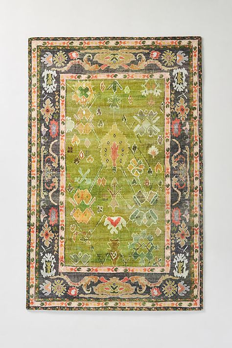 Adorned with an intricate floral pattern, this tufted rug adds a touch of romance to any space. Green Persian Rug, Anthropologie Rug, Poppy Rug, Leopard Rug, Eclectic Rug, Unalome Tattoo, Area Rug Pad, Anthropologie Home, Asian Rugs