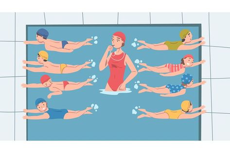 Swimming Cartoon, Swimming Lessons For Kids, Woman Swimming, Class Woman, Swimming Coach, New Yorker Cover, Swim Instructor, Children Swimming Pool, Swim Coach