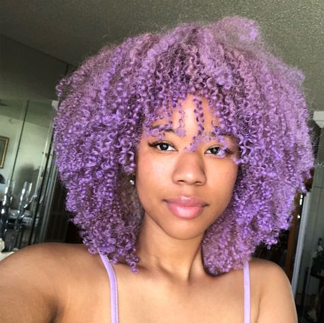 Don’t worry,be purple.💜🔮(products used Dye Natural Hair, Artsy Hair, Purple Natural Hair, Purple Products, Dyed Curly Hair, Lilac Hair, Dyed Hair Inspiration, Spring Hair Color, Temporary Hair Color