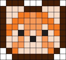 Red Panda Perler Bead Patterns, Mini Kandi Pattern, Red Panda Pixel Art, Fox Perler Bead Pattern, Mini Perler Bead Patterns, Emoji Patterns, Easy Perler Beads Ideas, Fuse Bead Patterns, Tiny Cross Stitch