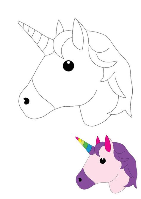 Unicorn head coloring page with sample Unicorn Face Printable, Unicorn Head Template, Unicorn Worksheets Free Printable, Unicorn Quilts, Unicorn Head Outline, Unicorn Mandala, Unicorn Clipart Black And White, Unicorn Quilt, Emoji Coloring Pages