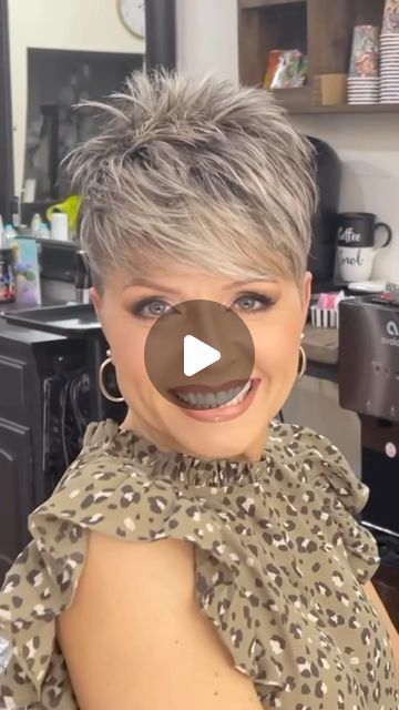 Short Haircut For Woman, Pixie With Undercut Shaved Sides, Short Haircut Bob, Ash Gray Hair Color Short Hair, Undercut Hairstyles Women Curly Hair, Short Spiky Haircuts For Women Messy Pixie, Haircut Pixie, Ladies Short Hairstyles, Short Haircut Back View