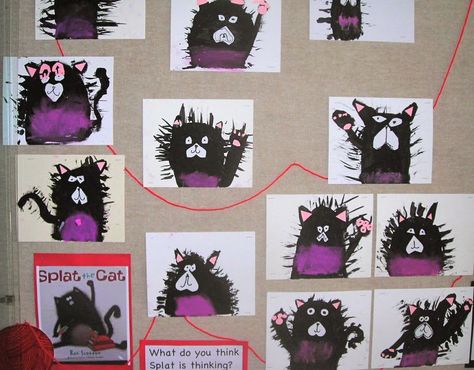 Fine Lines: Shape with Splat the Cat 1st Grade Animal Art, Splat The Cat Craft, First Grade Art Ideas, Cat Art Preschool, Splat The Cat, 1st Grade Art, First Grade Art, Kindergarten Art Lessons, Kindergarten Art Projects