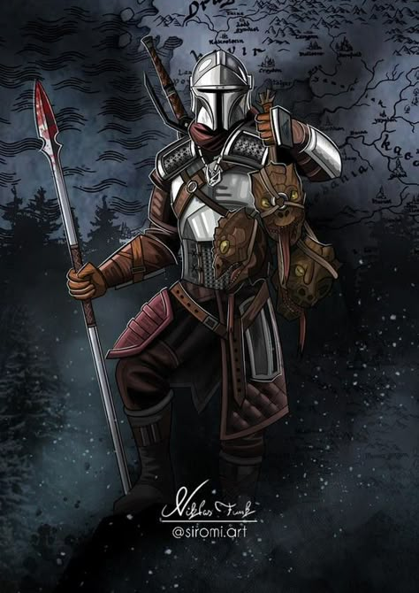 Fantasy Mandalorian Armor, Medieval Mandalorian Armor, Mandalorian Dnd 5e, Dnd Mandalorian, Mandalorian Medieval, Mandalorian Knight, Mandolorians Art, Mandalorian Armor Concept, Medieval Mandalorian