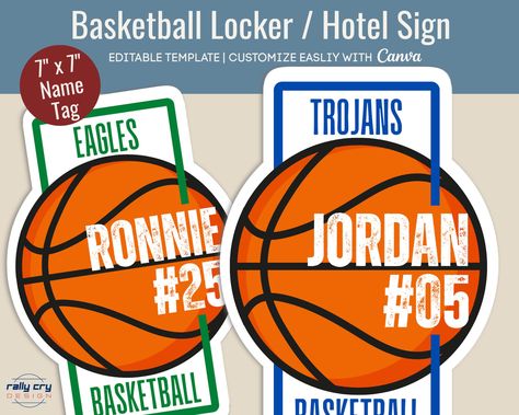 Excited to share the latest addition to my #etsy shop: Basketball Hotel door sign, Locker decoration name tag, Sport team travel pride sign, Pep Rally Sign, Customize Canva Template BKN005 #schoollockersign #lockerdecoration #basketballsign #basketballnametag https://etsy.me/3VTQvTz Basketball Hotel Door Signs, Locker Name Tags, Locker Room Decorations, Assembly Ideas, Basketball Signs, Locker Signs, Tournament Games, Spirit Signs, Locker Decorations