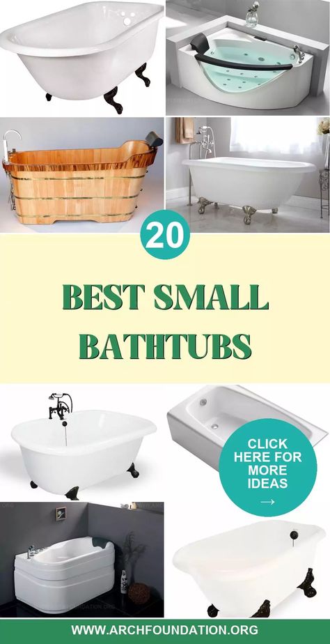 Small bathtubs are perfect for making a big statement in compact bathroom spaces. Despite their size, these tubs offer a luxurious soak without requiring the room a full-sized bathtub needs. Their smart design maximizes space while providing a stylish and functional bathing solution. Opt for a small bathtub to transform your small bathroom into a relaxing retreat. Bathtub Sizes Small Spaces, Bathtub Design Small Spaces, Small Tubs For Small Bathrooms, Small Freestanding Bathtub, Small Bathroom Tub Ideas, Small Bathroom Tub, Small Bathtubs, Bathtubs For Small Bathrooms, Mini Bathtub