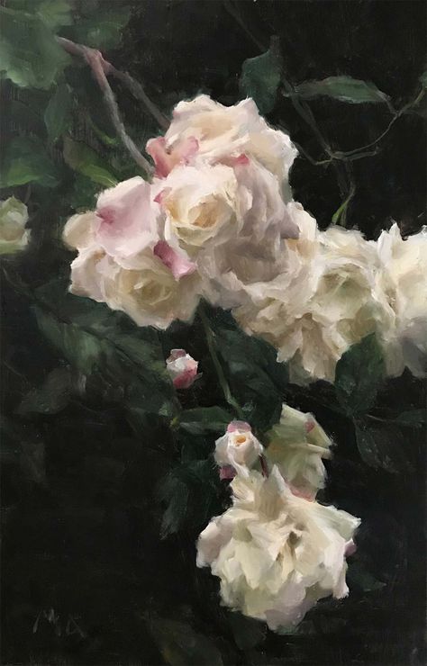 Dennis Perrin, Painting Roses, Rose Oil Painting, Painting Competition, Floral Oil Paintings, Floral Oil, Foto Art, Rose Painting, Ethereal Art