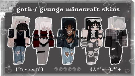 Minecraft Grunge Skins, Minecraft Skins Layout Anime, Grunge Minecraft Skin, Minecraft Skins Female Layout, Minecraft Skins Emo, Minecraft Website, Minecraft Skins Female, Minecraft Outfits, Skin Mine