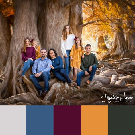 Family Photo Outfits Holiday Color Schemes, Fall Colors Photography Family, Fall Photo Colors Family Portraits, Fall Pictures Family Colors, Plum Fall Family Pictures, Family Pictures Gold Color Schemes, Fall Family Portrait Color Schemes, Fall Picture Colors Outfit Ideas, Autumn Family Photoshoot Outfit Ideas