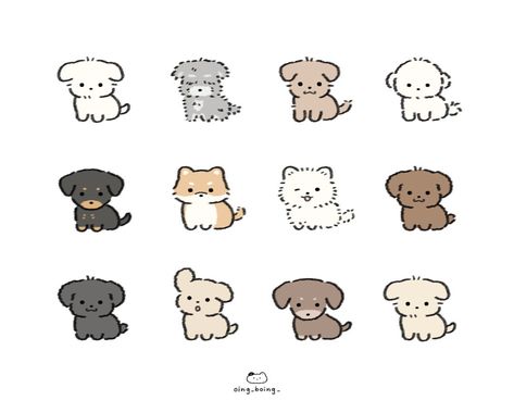 Dog Kawaii Drawing, Puppy Doodle Drawing, Dog Doodles Simple, Paw Doodle, Dog Doodles, Chibi Dog, Storyboard Drawing, Cute Dog Drawing, Puppy Drawing