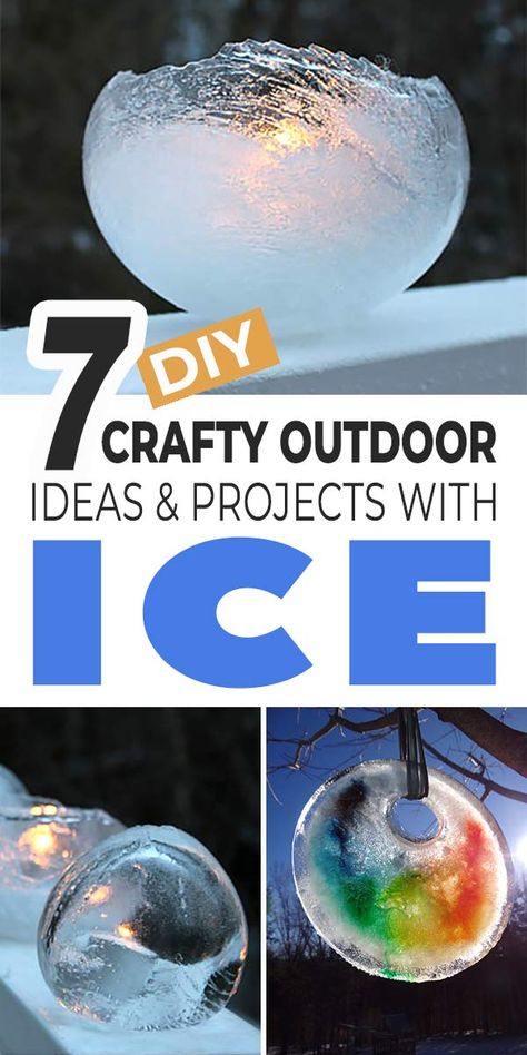 7 Brrr-ific Outdoor Crafts with Ice Lanterns, Luminaries & More! • The Garden Glove Ice Globe Lanterns, Ice Candles, Ice Lanterns, Winter Family Activities, Ice Crafts, Dollar Diy, Ice Candle, Winter Celebration, Christmas Window Decorations