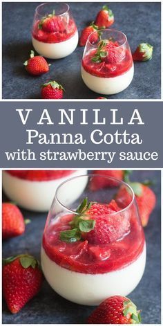 Strawberry Panna Cotta Recipe, Strawberry Panna Cotta, Valentines Desserts, Night Bedroom, Vanilla Panna Cotta, Panna Cotta Recipe, Milk Dessert, Berry Sauce, Vanilla Recipes