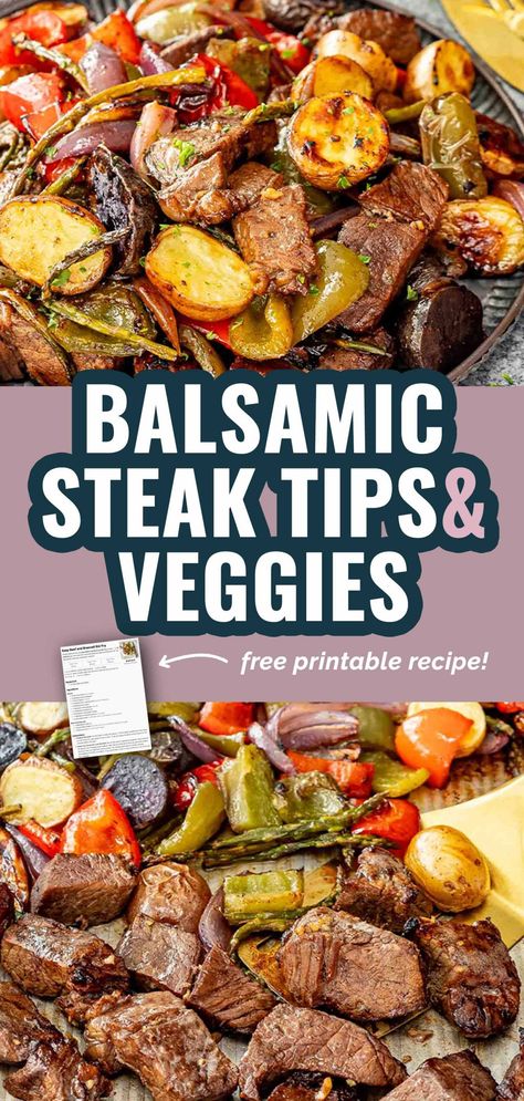 Glazed Steak, Balsamic Steak, Beef Dinners, Steak Tips, Jo Cooks, Seasoned Veggies, Meat Lover, Sheet Pan Suppers, Pan Recipe