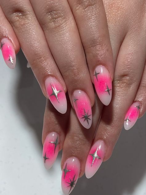 Aura Nails With Stars, Nails With Stars, Aura Nails, Star Nail, Pink Aura, Star Nails, Pretty Nails, Nail Inspo, Aura