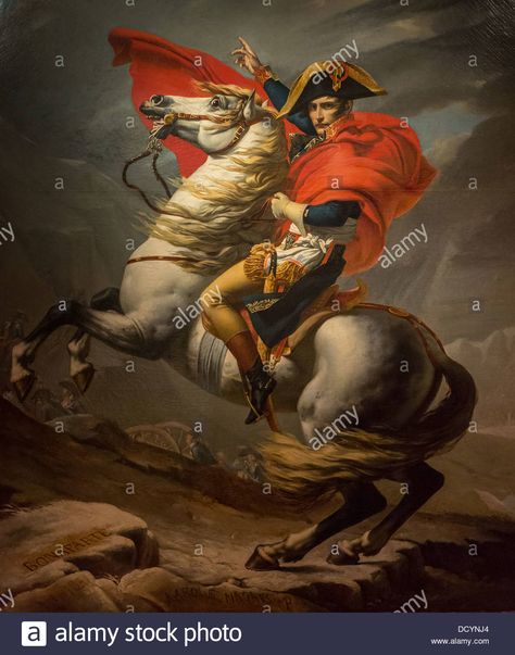 19th century - Napoleon Bonaparte Crossing the Alps - Jacques-Louis David (1802) Philippe Sauvan-Magnet / Active Museum Stock Photo Napoleon Crossing The Alps, Jacques Louis David, Napoleon Bonaparte, Tableau Design, The Alps, Mosaic Crafts, Painting Kits, Versailles, Wrapped Canvas Art