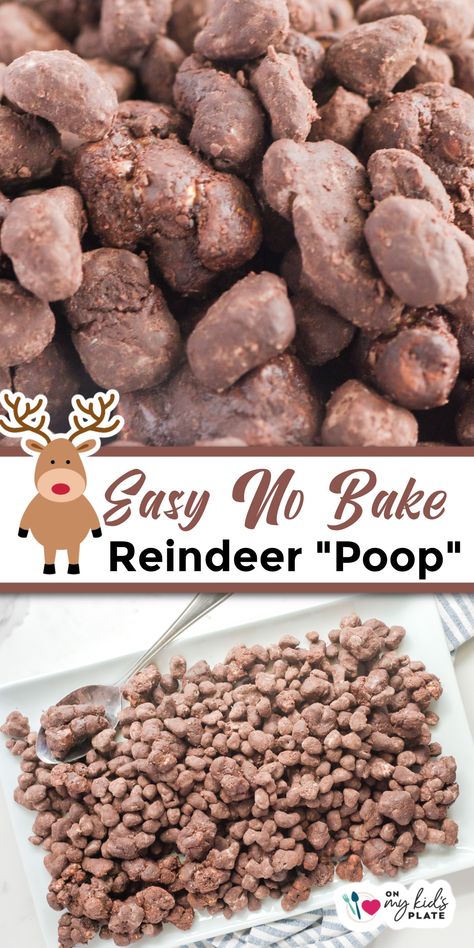 Reindeer Poop Snack Mix Reindeer Poop Recipe, Chocolate Cereal Treats, Chocolate Snack Mix, Christmas Snack Mix, Peanut Butter Alternatives, Chocolate Fudge Bars, Christmas Diy Food, Snack Mix Recipe, Reindeer Poop