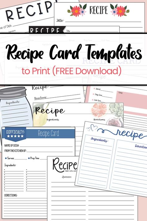 Free Recipe Template, Recipe Binder Printables Free, Recipe Templates Free, Recipe Printables, Recipe Binder Printables, Recipe Book Printables, Recipe Template Printable, Diy Recipe Binder, Printable Recipe Page