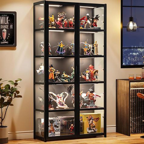 PRICES MAY VARY. 📗【𝐇𝐢𝐠𝐡 𝐐𝐮𝐚𝐥𝐢𝐭𝐲 𝐌𝐚𝐭𝐞𝐫𝐢𝐚𝐥】- The figure display cabinet is made of acrylic cabinet door + bamboo material frame, front,left, right, three sides are made of high transparent acrylic material, you can easily see your collection of gift toys in the display case. 📗【𝐖𝐢𝐝𝐞𝐥𝐲 𝐀𝐩𝐩𝐥𝐢𝐜𝐚𝐭𝐢𝐨𝐧𝐬】- This curio cabinets can be used as a bookcase, storage shelves, collectibles toy storage. Perfect for your living room, bedroom, playroom, kitchen, nursery, office Gundam Display Cabinet Ideas, Collection Display Cabinet, Sports Collectibles Display, Figure Storage Ideas, Collectibles Display Ideas, Collectable Display Ideas, Collectible Display Ideas, Memorabilia Display Ideas, Action Figure Display Ideas