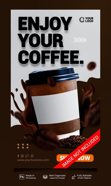 Enjoy your coffee new menu special coffee drink for promotion social media instagram post stories banner template Coffee Marketing, Drink Cafe, Coffee Social, Restaurant Promotions, Coffee Poster Design, Coffee Market, Special Coffee, Christmas Advertising, Enjoy Your Coffee