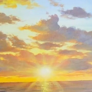 Horizon Painting Easy, Sun Rise Painting, Sunrise Art Painting, Sunrise Paintings, Sunrise Drawing, Happy Environment, Painting Sunrise, Sunrise Painting, Sunrise Art