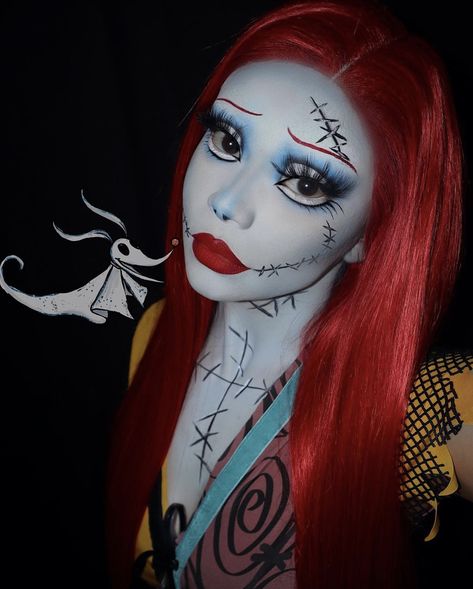 Halloween Makeup Girl, Sally Halloween Costume, Red Hair Halloween Costumes, Sally Makeup, Disfarces Halloween, Sally Costume, Celebrity Halloween, Cute Halloween Makeup, Halloween Makeup Pretty