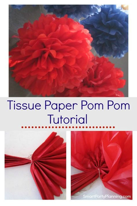 Perlengkapan Bayi Diy, Music Party Decorations, Pom Pom Tutorial, Diy Party Decor, Trendy Party Decor, Paper Decorations Diy, Paper Pom Pom, Tissue Paper Pom Poms, Paper Pom Poms