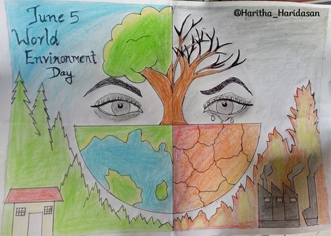 #World Environment Day #Nature #Earth #June 5 #Poster #Drawings Environmental Day Drawing, Environmental Day Poster, Environmental Day, Environmental Projects At School, Environment Day, World Environment Day, Nature Study, Nature Illustration, Nature Quotes