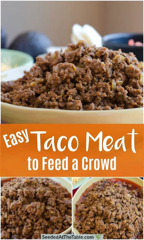 Taco Meat For A Crowd, Easy Taco Meat, Crockpot Taco Meat, Ground Beef Taco Meat, Meat For A Crowd, Beef Taco Meat, Ground Beef Taco, Taco Meat Recipes, Beef Taco