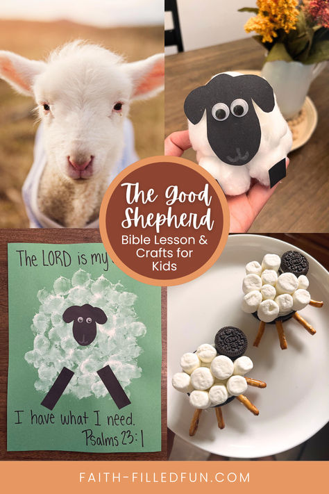 The Good Shepherd sheep-themed bible lesson and craft ideas for kids. Counting Sheep Activity Preschool, Easy Sheep Craft, David The Shepherd Craft, I Am The Good Shepherd Craft For Kids, David The Shepherd Boy Craft, Sheep Games For Kids, Jesus And The Children Craft, The Lost Sheep Activities, The Lord Is My Shepherd Craft