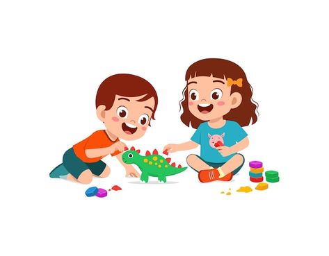 Kids Playing Illustration, Playing With Friends, Craft Preschool, Friends Playing, Kids Play Toys, Play With Friends, Fall Kindergarten, Siluete Umane, Friend Cartoon