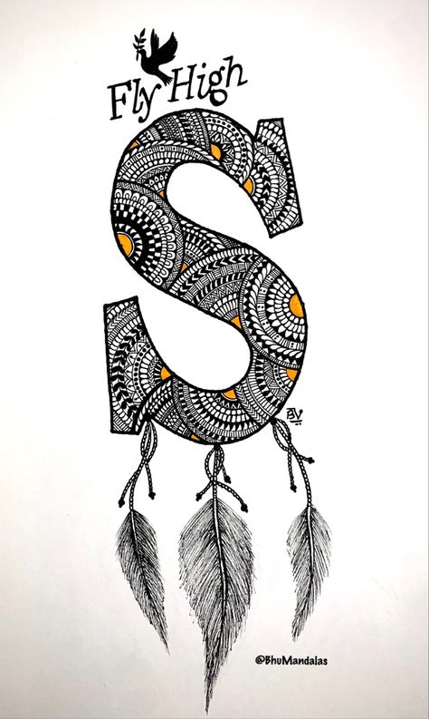 Alphabet S Mandala Art, Mandala Art In Alphabets, Alphabet Mandala Art Letter S, Mom Mandala Art, Mandala Pen Art, Mandala Art Therapy Quotes, Mandala Sketch Simple Easy, Cute Mandala Art With Quotes, Easy Mandala Art For Beginners Step By Step