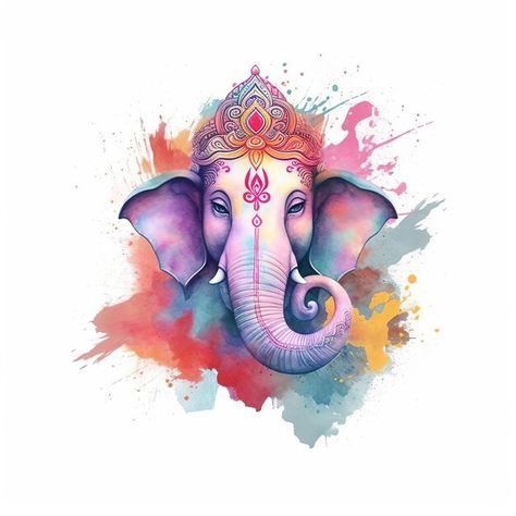 Elephant Images Art, Watercolor Art Mandala, Elephant Mandala Art, Colorful Elephant Tattoo, Arte Ganesha, Mandala Elephant Tattoo, Elephant Printable, Elephant Watercolor, Elephant Artwork