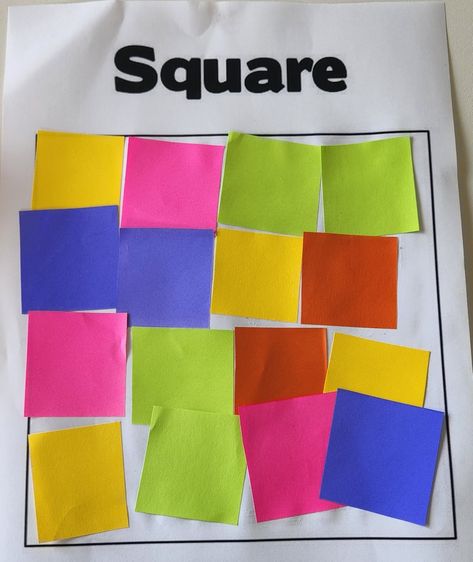 Square Craft For Preschoolers, Art With Shapes Preschool, Blue Square Crafts Preschool, Square Lessons For Preschool, Square Toddler Activities, Square Shape Crafts For Preschool, Preschool Square Crafts, Square Art For Toddlers, Square Shape Activities For Toddlers