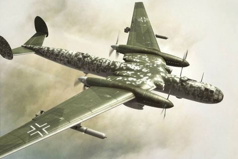 Messerschmitt Me 264 – “Amerika” Bomber, 1942 The Messerschmitt Me 264 was designed from the beginning as part of the “Amerika bomber” project. It’s goal was to be able to carry a small load to the United States but also to support U-boat operations far into the Atlantic. http://rarehistoricalphotos.com/messerschmitt-264-objective-able-strike-continental-usa-germany-1942/ Wwii Fighters, Wwii Plane, Ww2 Planes, Aircraft Art, Wwii Aircraft, Ww2 Aircraft, Aviation History, Aviation Art, Aircraft Design