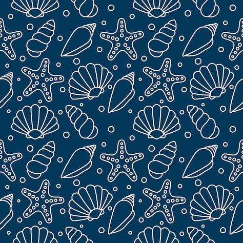 Sea shells seamless pattern. tropical sh... | Premium Vector #Freepik #vector #conch #conch-shell #sea-star #seashell Sea Shells Background, Ocean Pattern Illustration, Sea Pattern Design, Ocean Pattern Design, Sea Pattern Illustration, Shells Underwater, Sea Shells Wallpaper, Ocean Patterns, Underwater Pattern