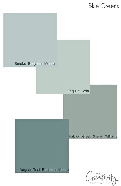 Muted timeless blue green cabinet paint colors that work well in a variety of lighting situations. Light Teal Paint Colors Living Room, Grey Teal Paint Color, Blue Cabinets Green Walls, Blue Green Cabinets Laundry Room, Light Blue Green Cabinets, Grey Bathroom With Green Accents, Muted Teal Paint Color Sherwin Williams, Aegean Teal Sherwin Williams, Blue Green Paint Palette