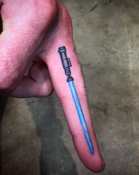 Best Finger Tattoos, Lightsaber Tattoo, Finger Tats, Saved Tattoo, Small Girl Tattoos, Star Wars Tattoo, Baby Tattoos, Tattoo Flash Art, Best Tattoo Ideas