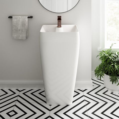 Modern Pedestal Sink, Pedestal Sink Bathroom, Console Bathroom Sink, Ceramic Making, Tall Fireplace, Pedestal Bathroom Sink, Colorado House, Ceramic Square, Drain Opener